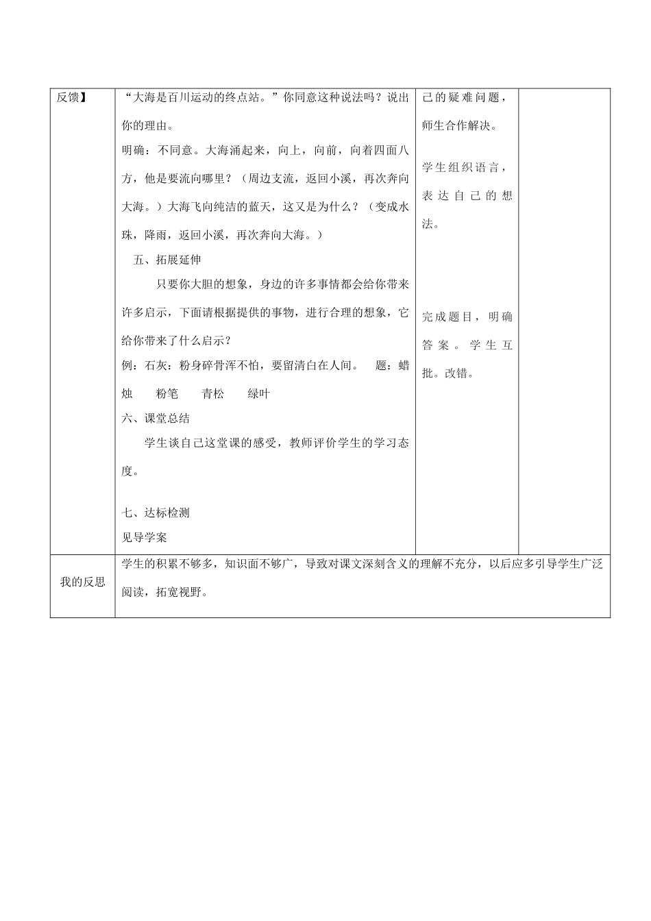 山东省济南市六年级语文下册 小溪流的歌教案 鲁教版五四制-鲁教版五四制小学六年级下册语文教案_第3页