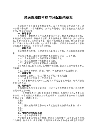 某医院绩效考核与分配方案