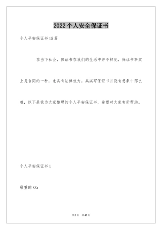 2024个人安全保证书