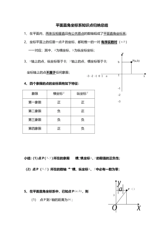 平面直角坐标系知识点题型【最全面】总结