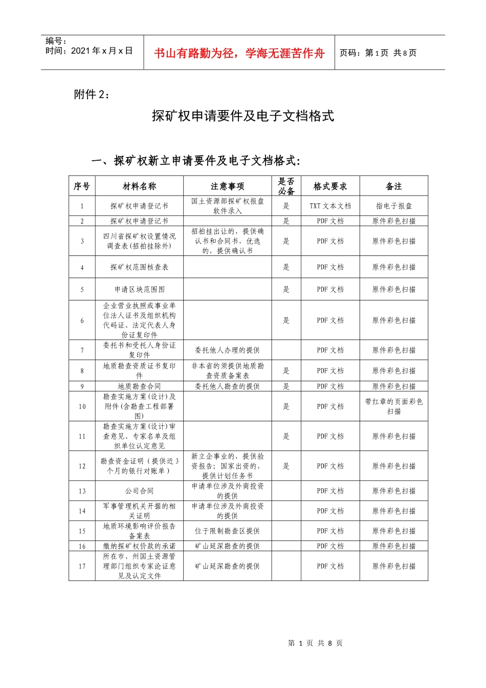 探矿权申请要件及电子文档格式_第1页