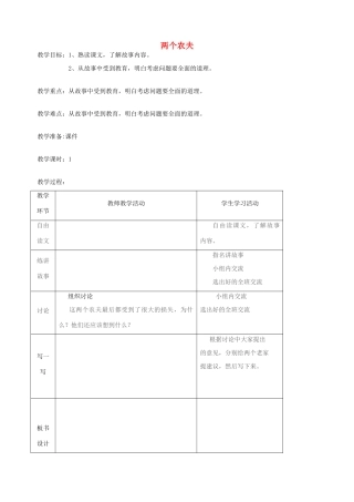 五年级语文下册 第八单元 角度 3 两个农夫教案 北师大版-北师大版小学五年级下册语文教案