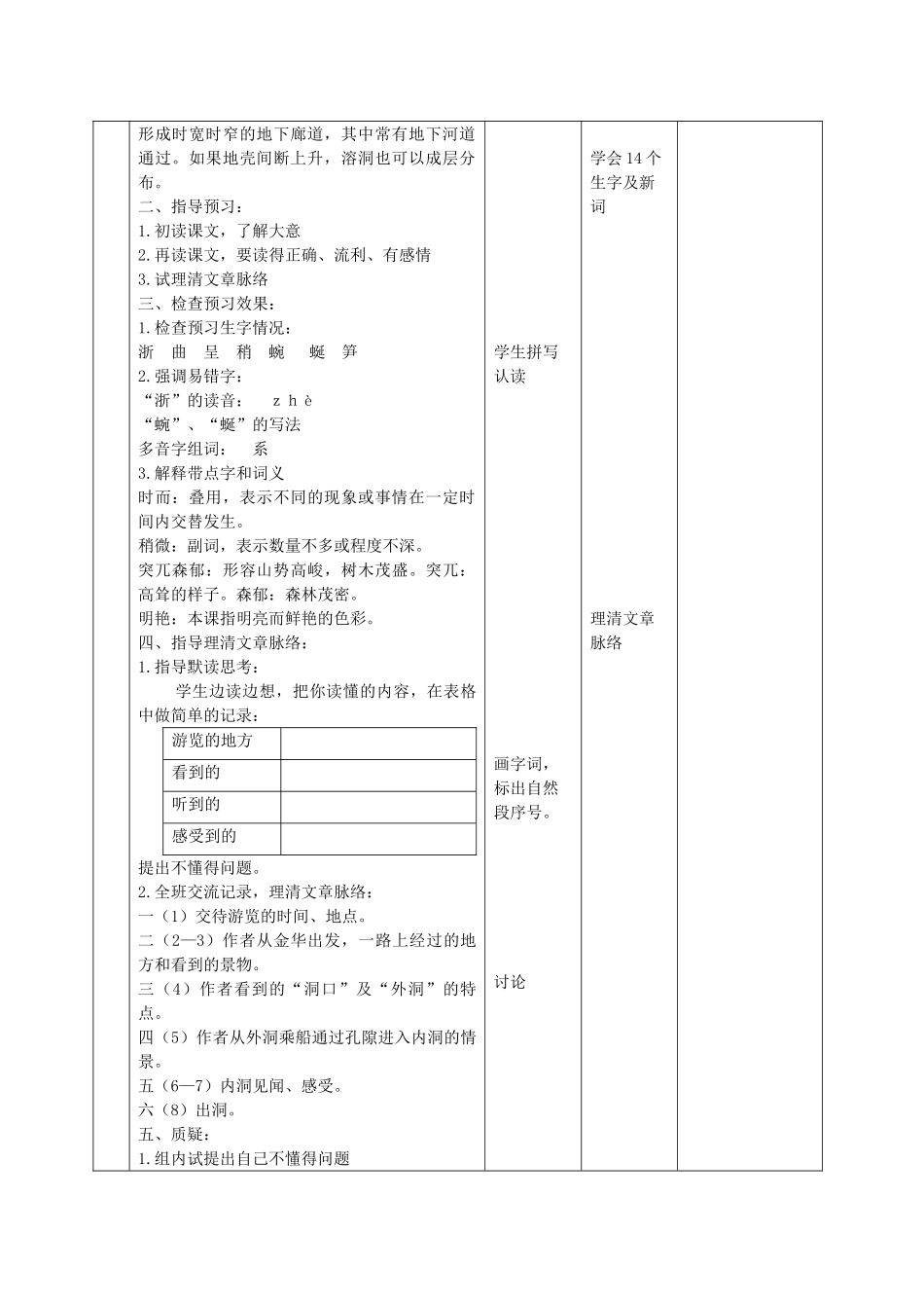 五年级语文上册 第二单元 5《记金华的双龙洞》精品教案 北京版-北京版小学五年级上册语文教案_第2页