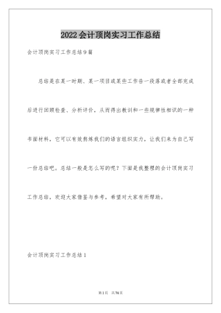 2024会计顶岗实习工作总结