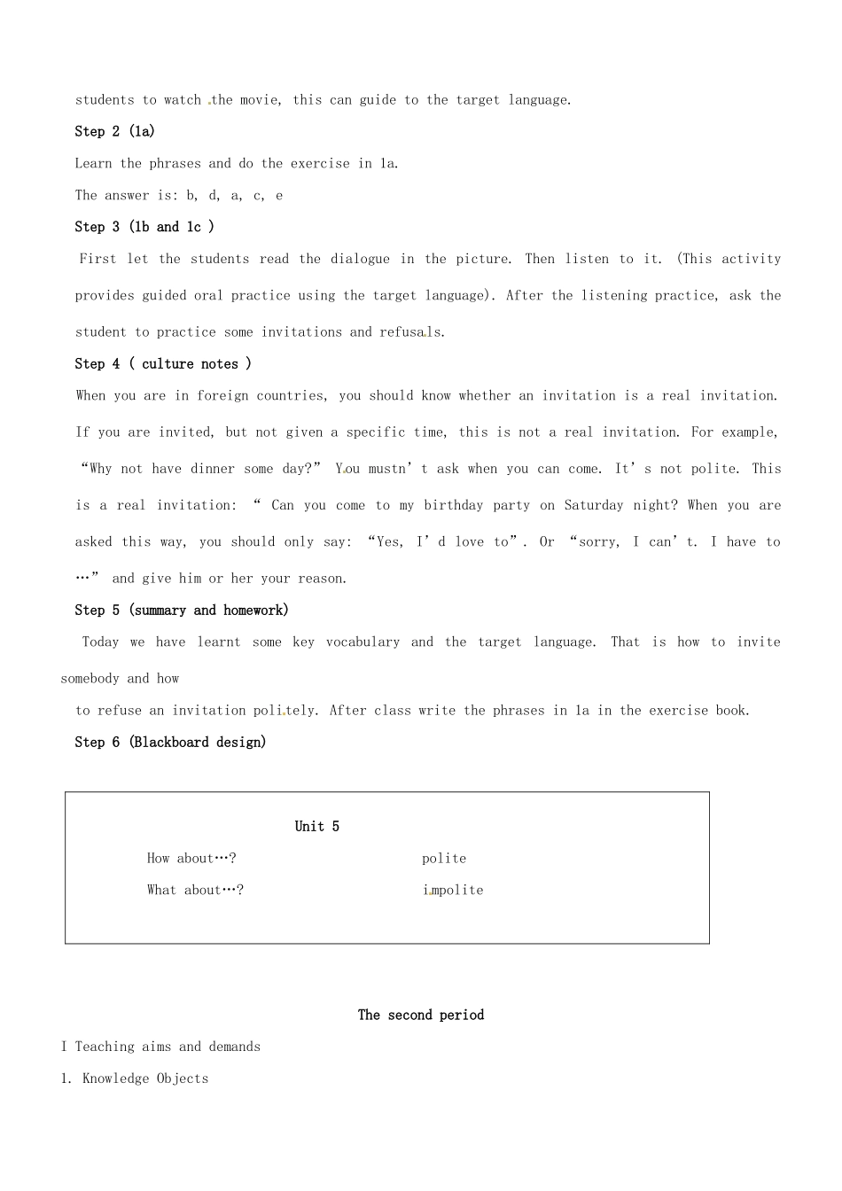 浙江省泰顺县罗阳二中八年级英语上册《Unit5 Can you come to my party》教案 人教新目标版_第3页