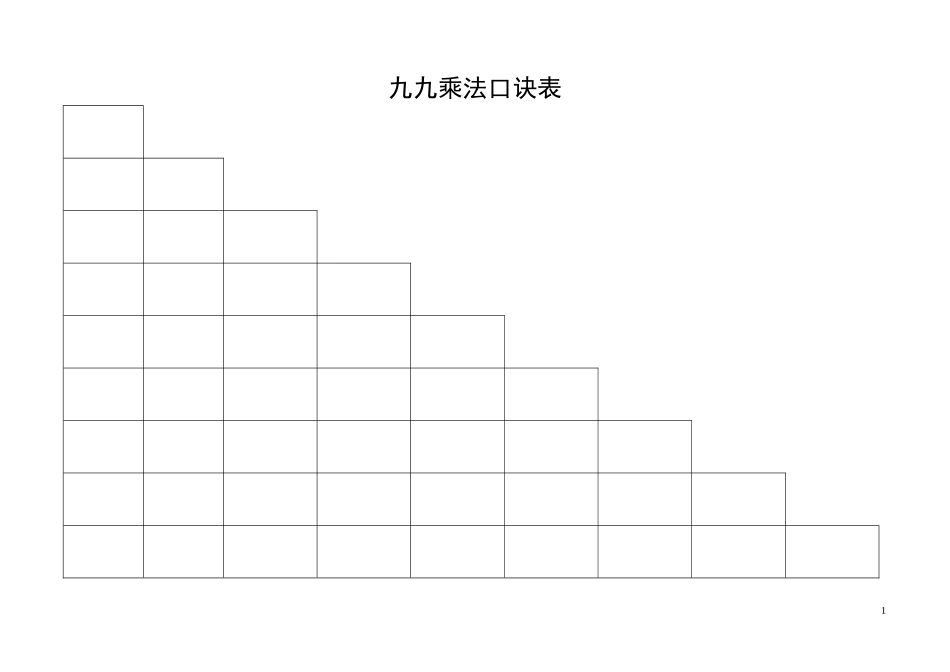 九九乘法口诀表(超清晰打印版)_第1页