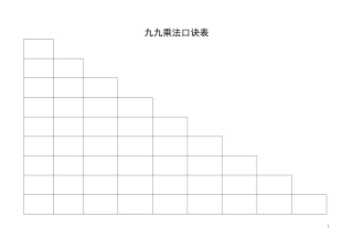 九九乘法口诀表(超清晰打印版)