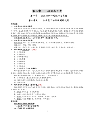 企业人力资源管理师二级第三章知识点总结