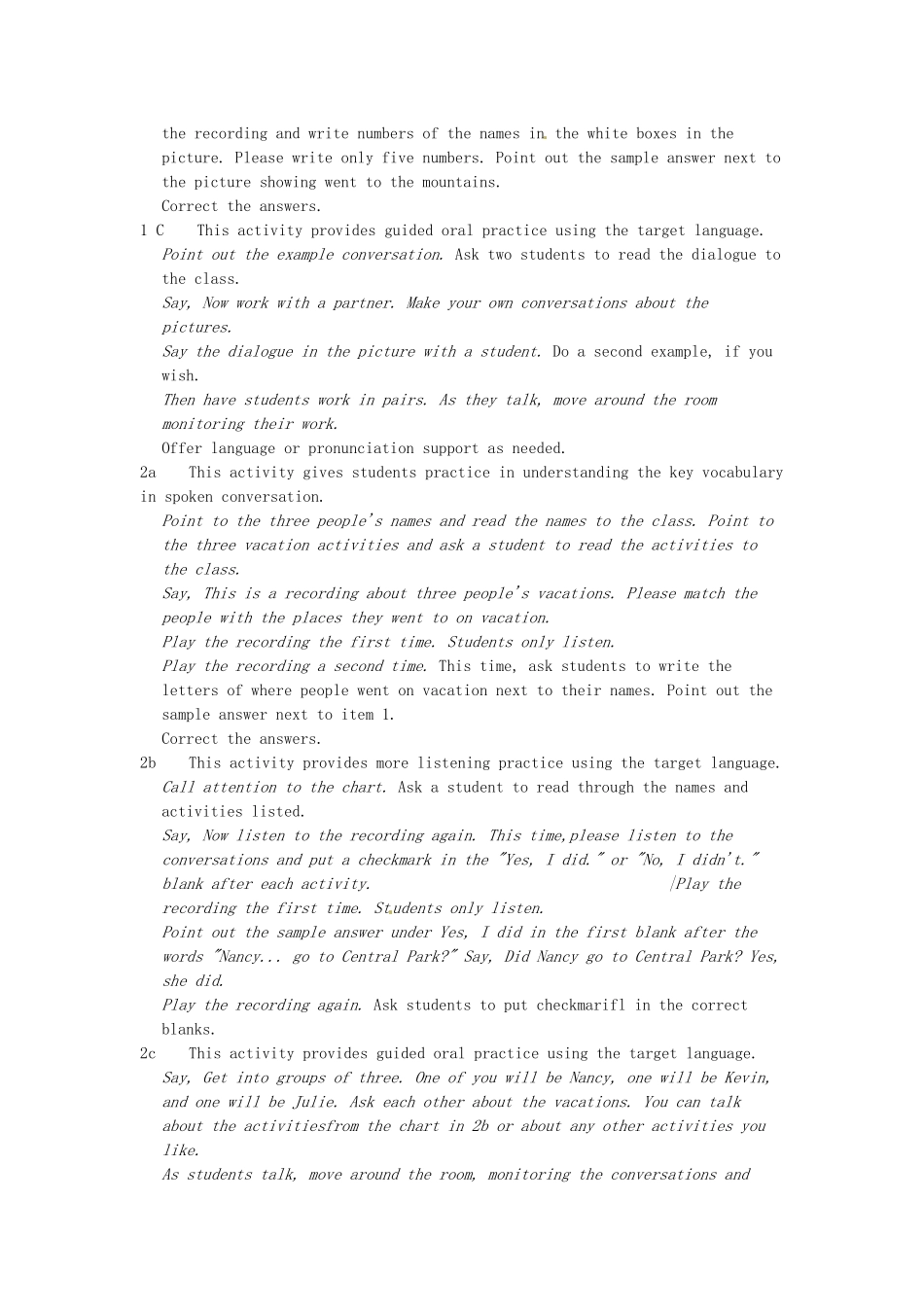 浙江省上虞市竺可桢中学七年级英语下册《Unit 10 Where did you go on vacation》教案 人教新目标版_第2页