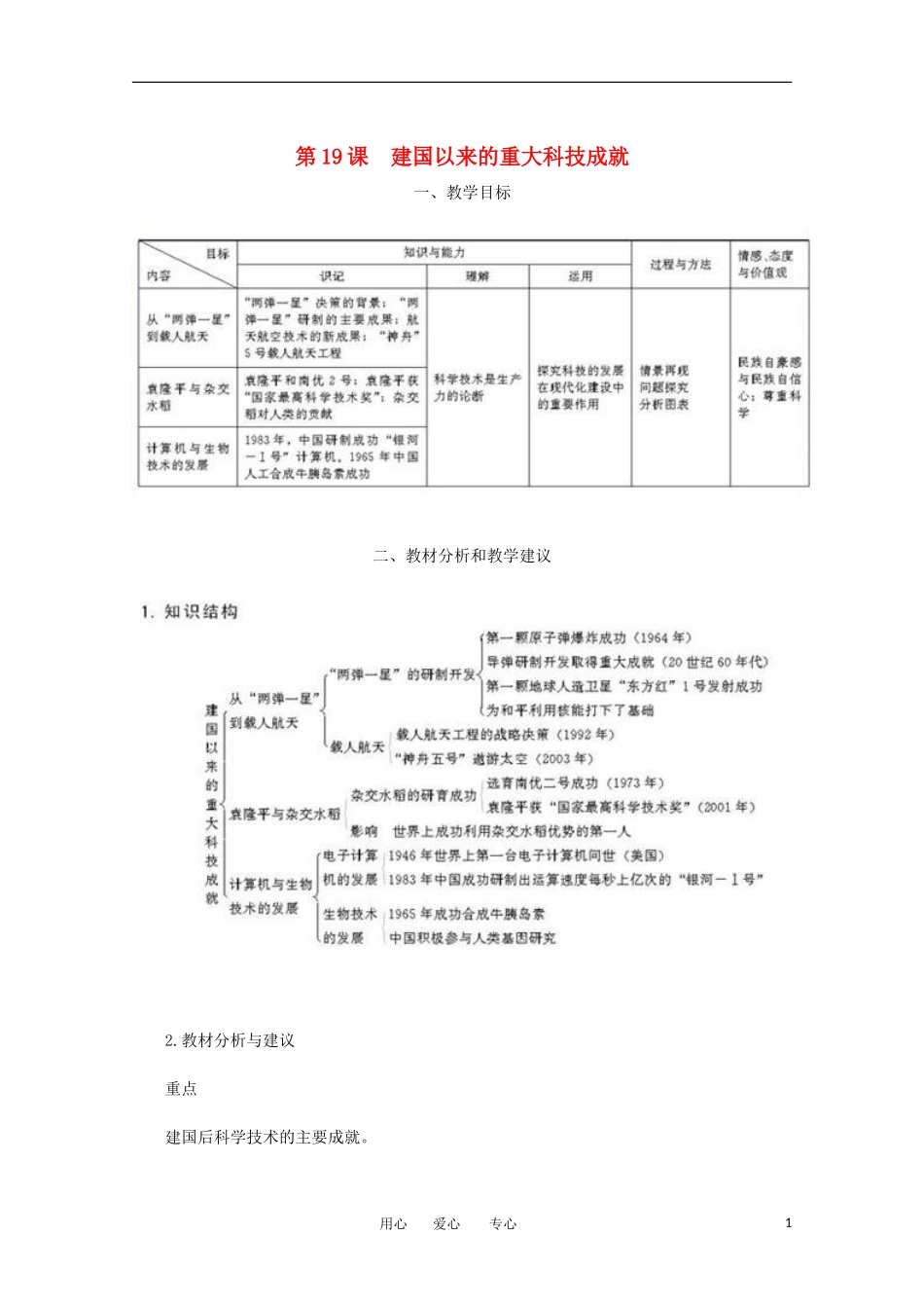 2012高中历史 7.1《建国以来的重大科技成就》教案 新人教版必修3_第1页