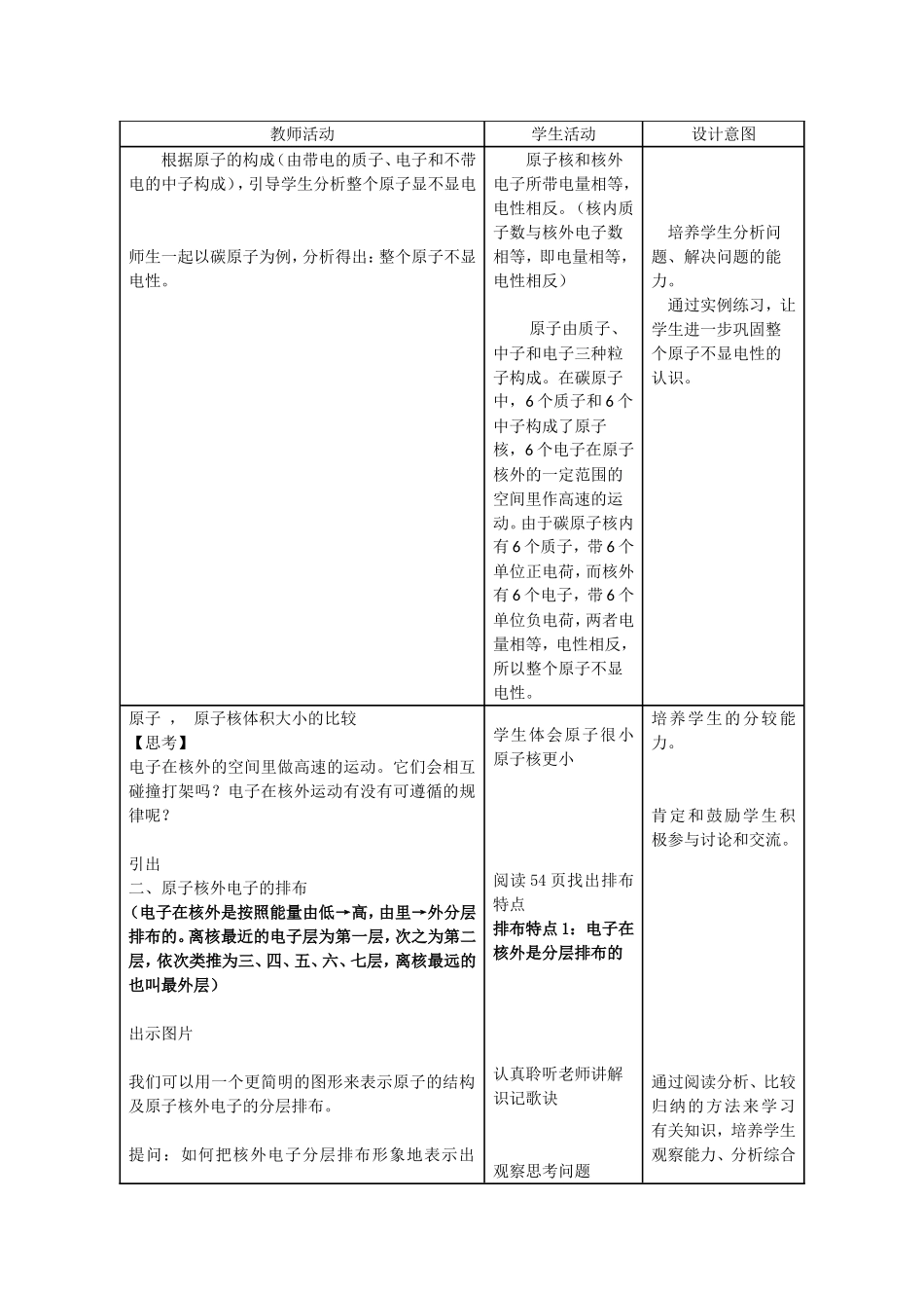 课题2原子的结构教学设计_第3页