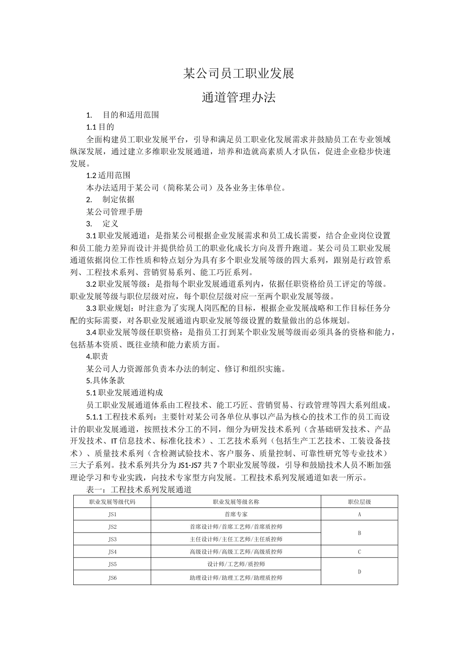 某公司员工职业发展通道管理办法_第1页