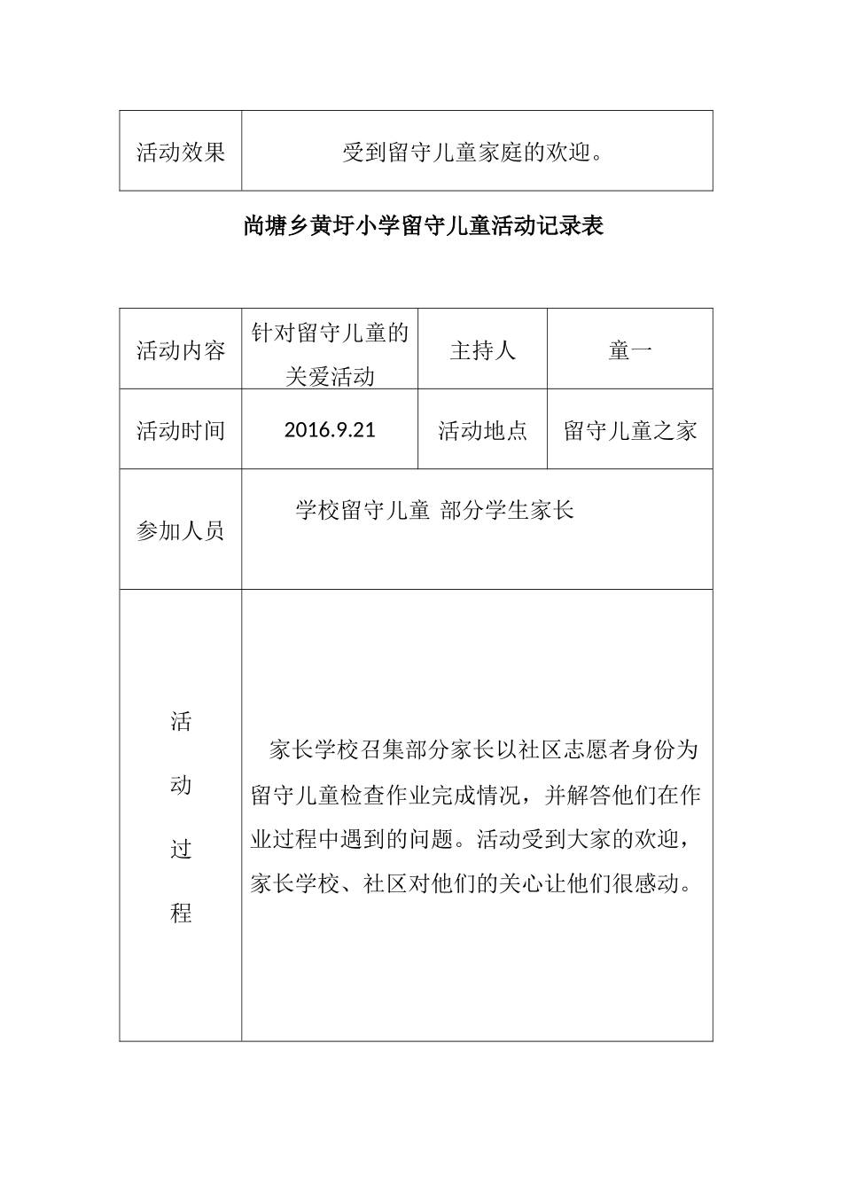 留守儿童活动记录表_第2页