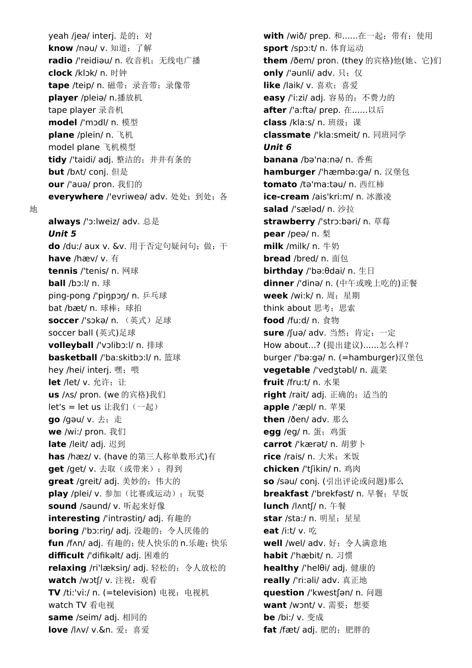 人教版2018最新七年级上册英语单词表_第3页