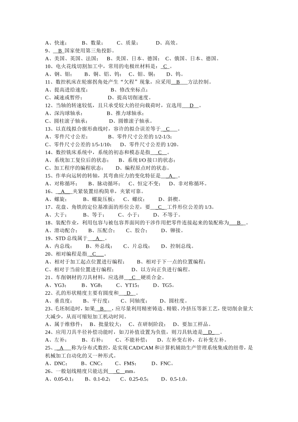 历年钳工技师职业技能鉴定试题集_第2页