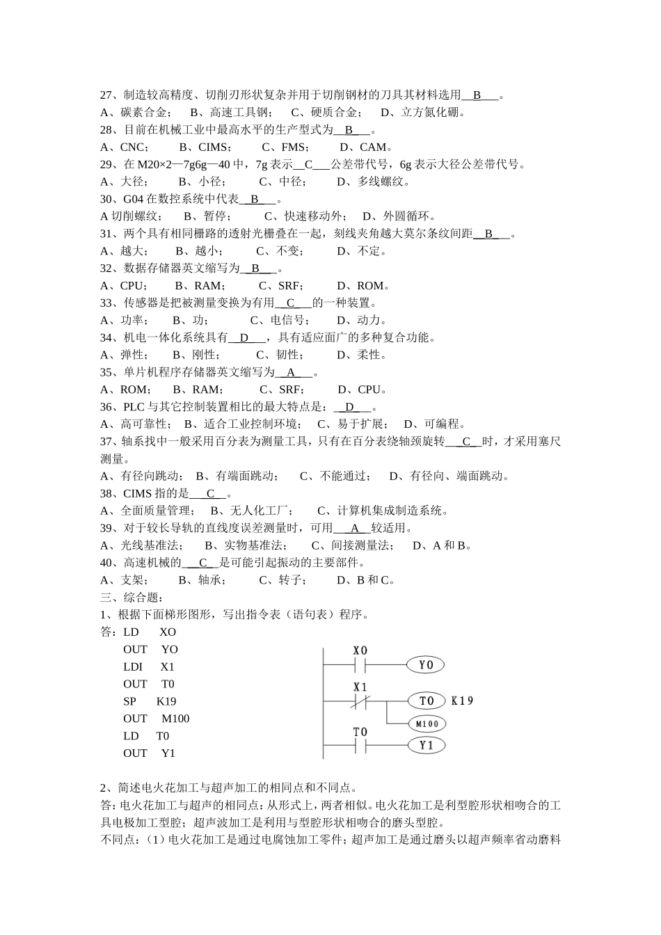 历年钳工技师职业技能鉴定试题集_第3页