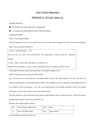 牛津版八年级英语Unit 5 Bird-Watchers(8)STUDY SKILLS
