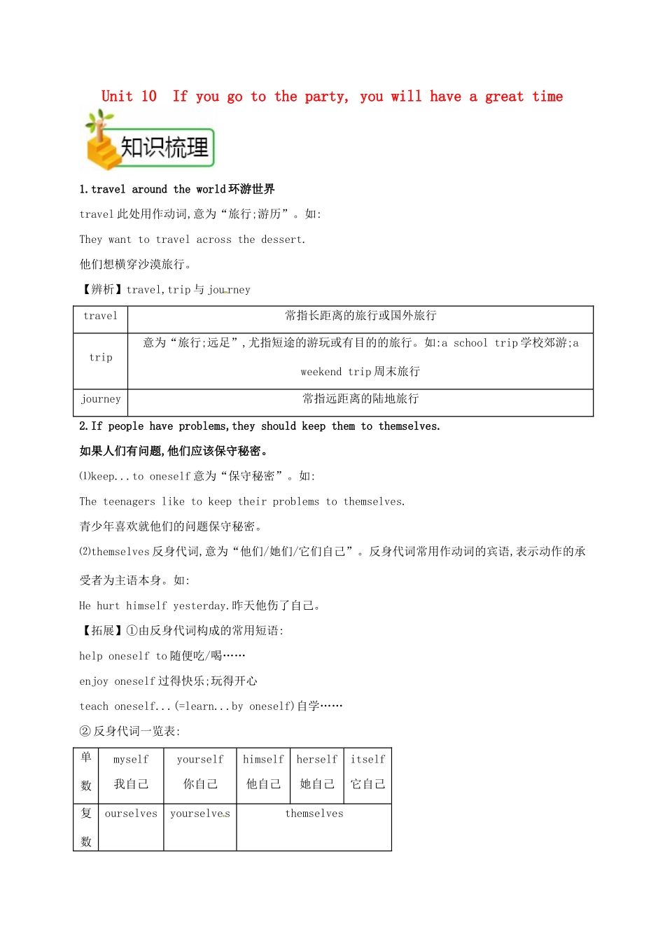 秋八年级英语上册 Unit 10 If you go to the party you will have a great time Section B备课资料教案 （新版）人教新目标版-（新版）人教新目标初中八年级上册英语教案_第1页