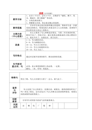 四年级语文上册 去年的树教案 鲁教版