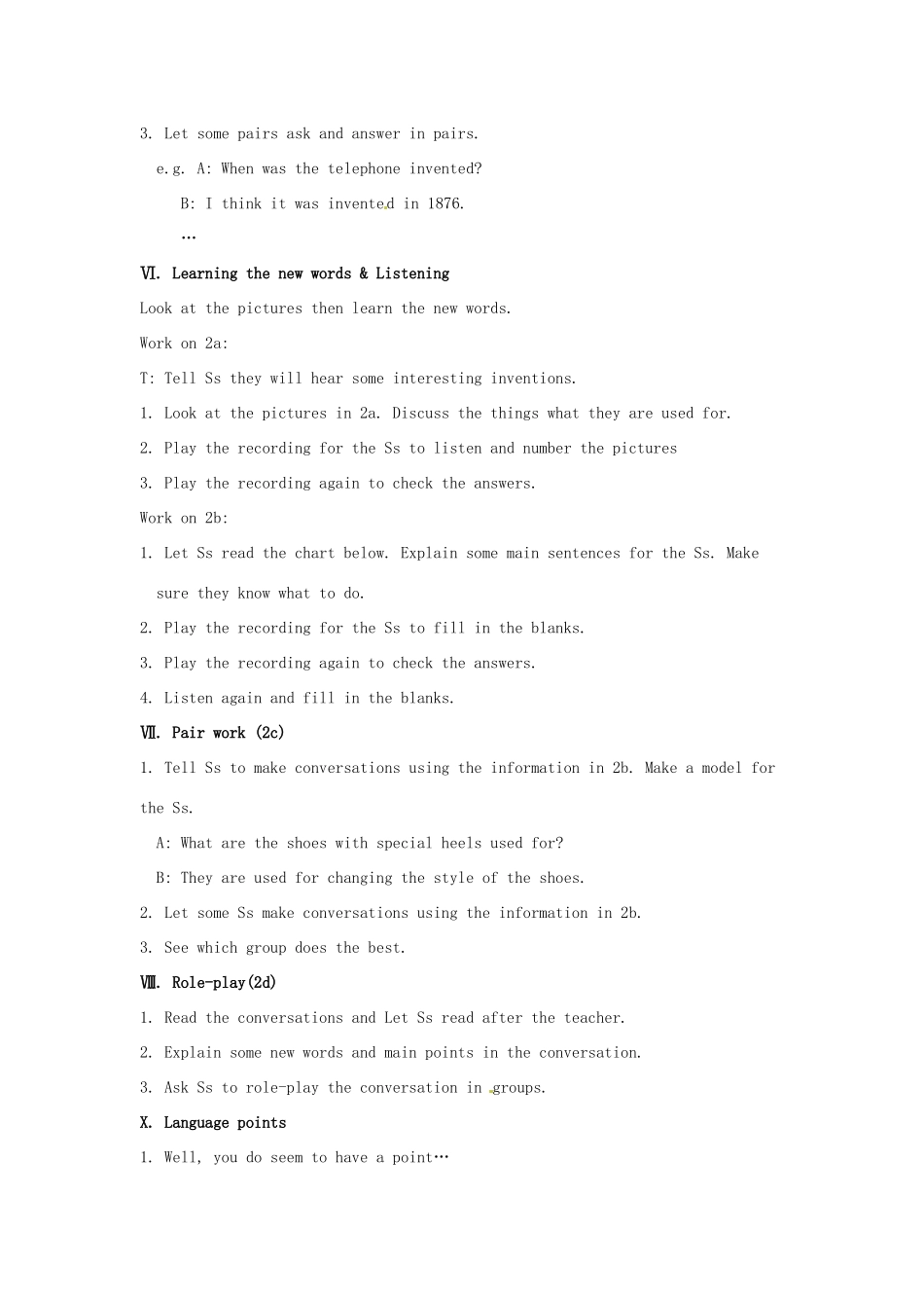 秋九年级英语全册 Unit 1《When was it invented》（Section A 1a-2d）教案 （新版）鲁教版五四制-鲁教版五四制初中九年级全册英语教案_第3页