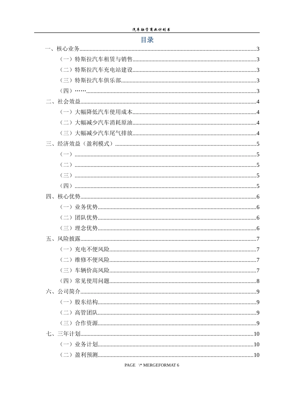 某某汽车销售公司融资商业计划书_第2页