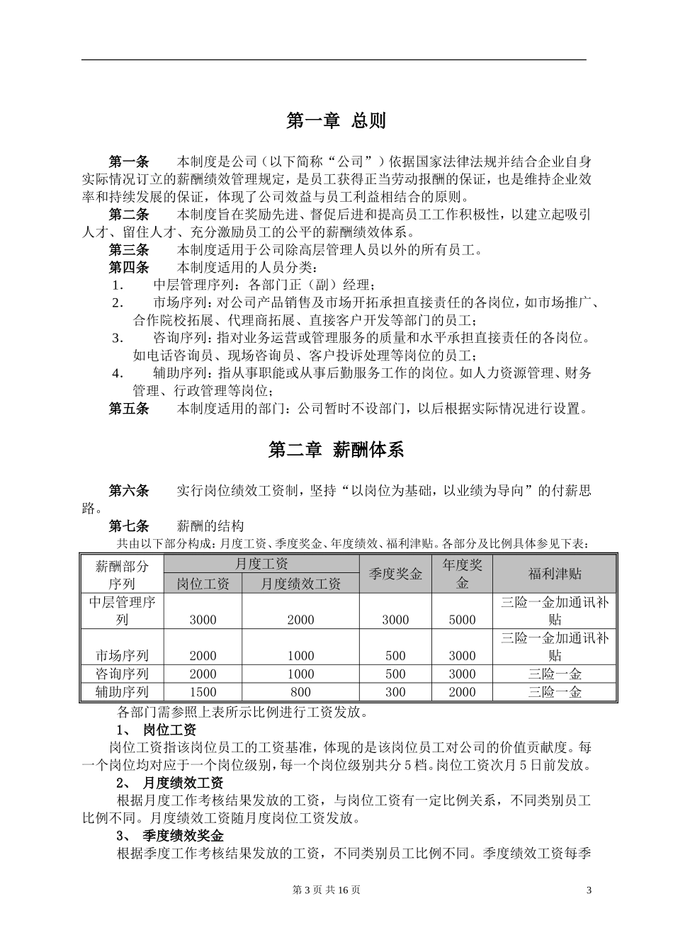 某培训学校薪酬绩效管理制度_第3页