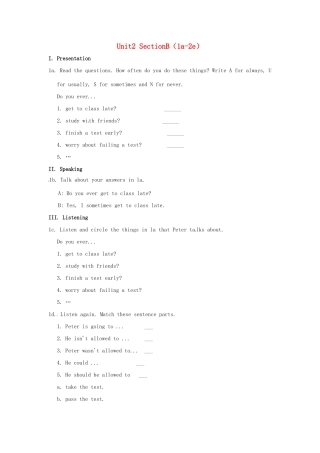 秋九年级英语全册 Unit 2《Teenagers should be allowed to choose their own clothes》（Section B 1a-2e）教案 （新版）鲁教版五四制-鲁教版五四制初中九年级全册英语教案