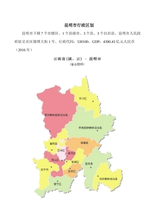 昆明市行政区划(带图)
