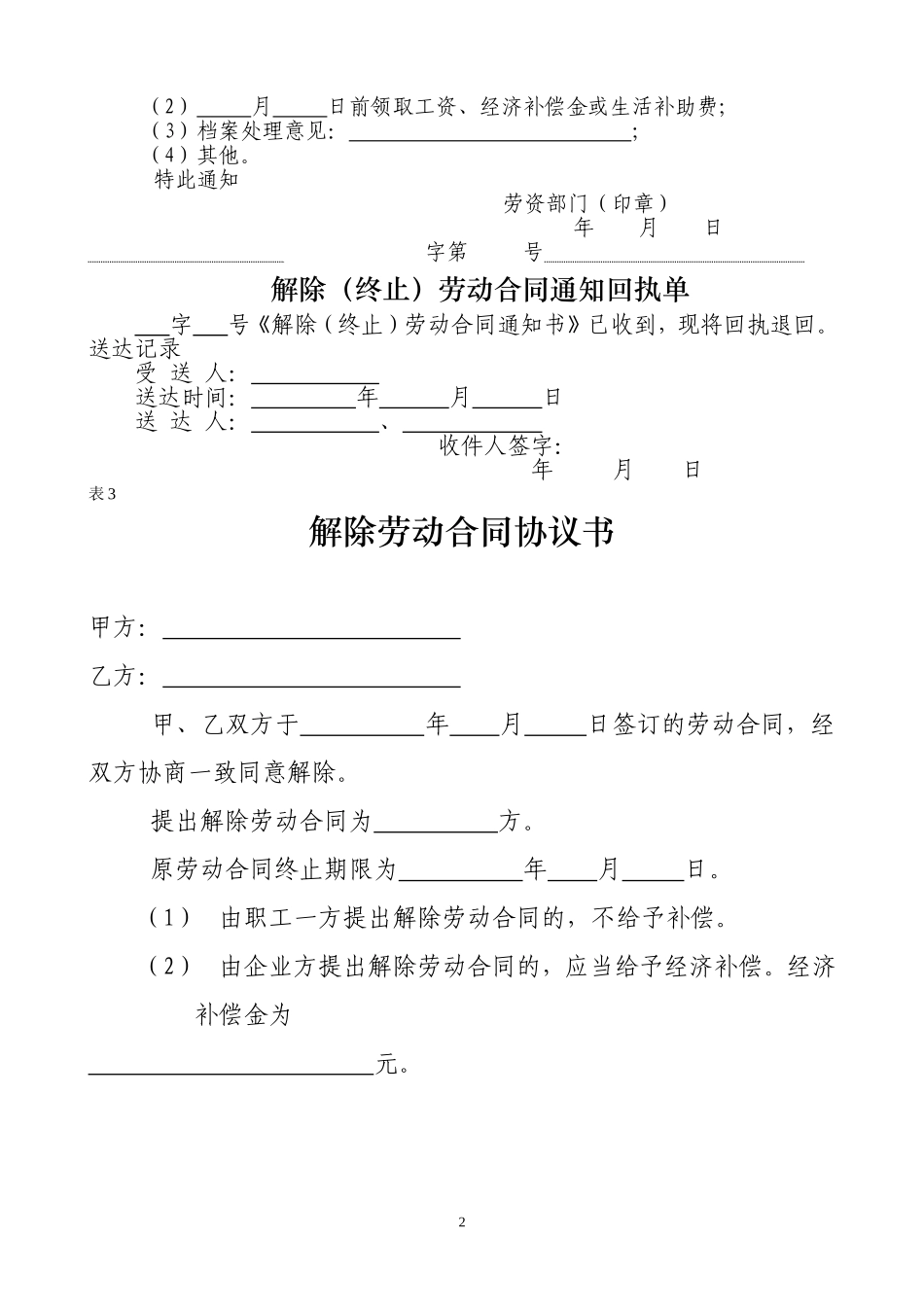 解除劳动合同表格_第2页