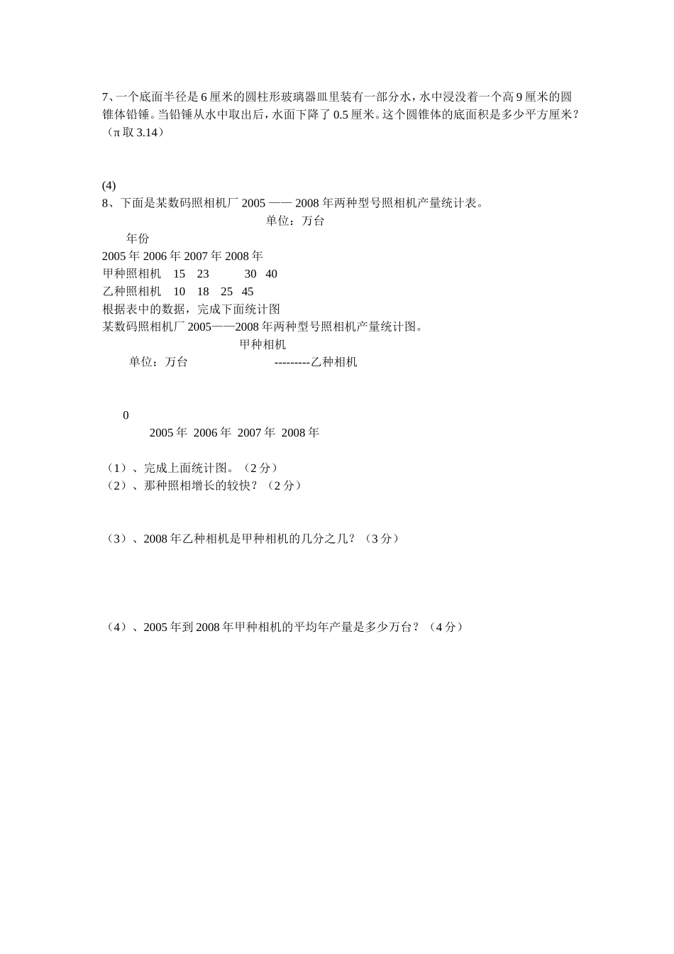 小学六年级数学毕业模拟试题_第3页