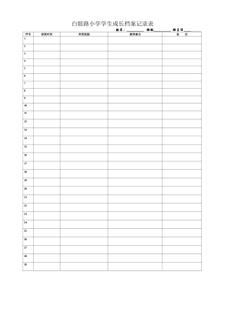 学生成长档案记录表