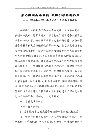 名校长个人发展规划