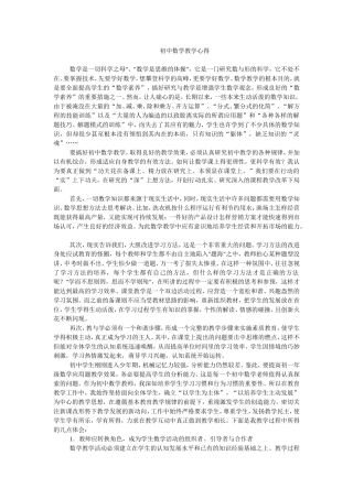 初中数学教学心得2