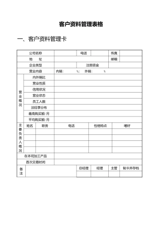 客户资料管理表格