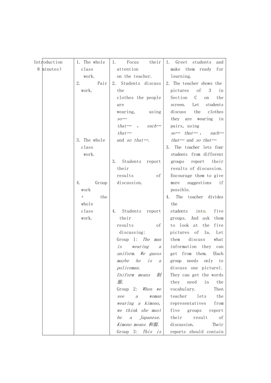 重庆市梁平实验中学八年级英语下册 Unit 8 Our Clothes Topic1 We will have a class fashion show Section D教案 （新版）仁爱版_第3页