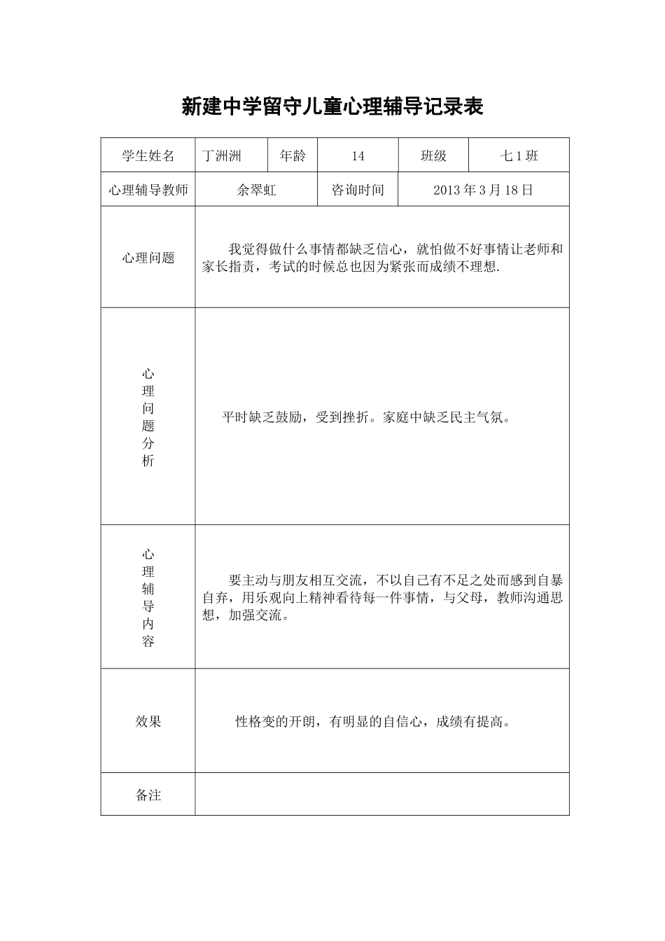留守儿童心理辅导记录表_第2页