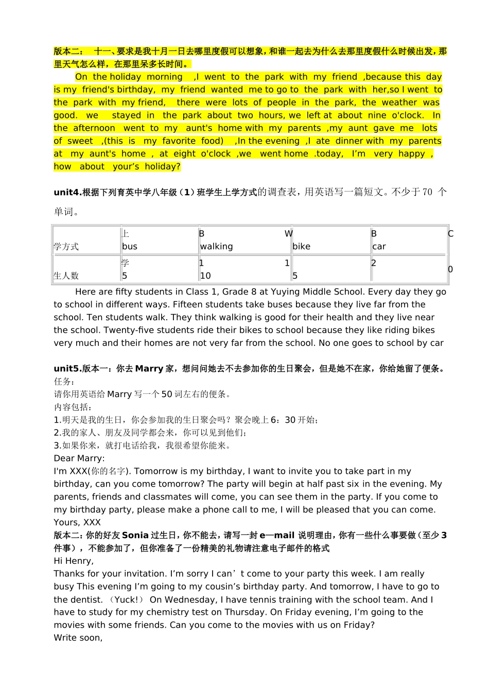 人教版八年级英语作文(上下册)范文_第2页