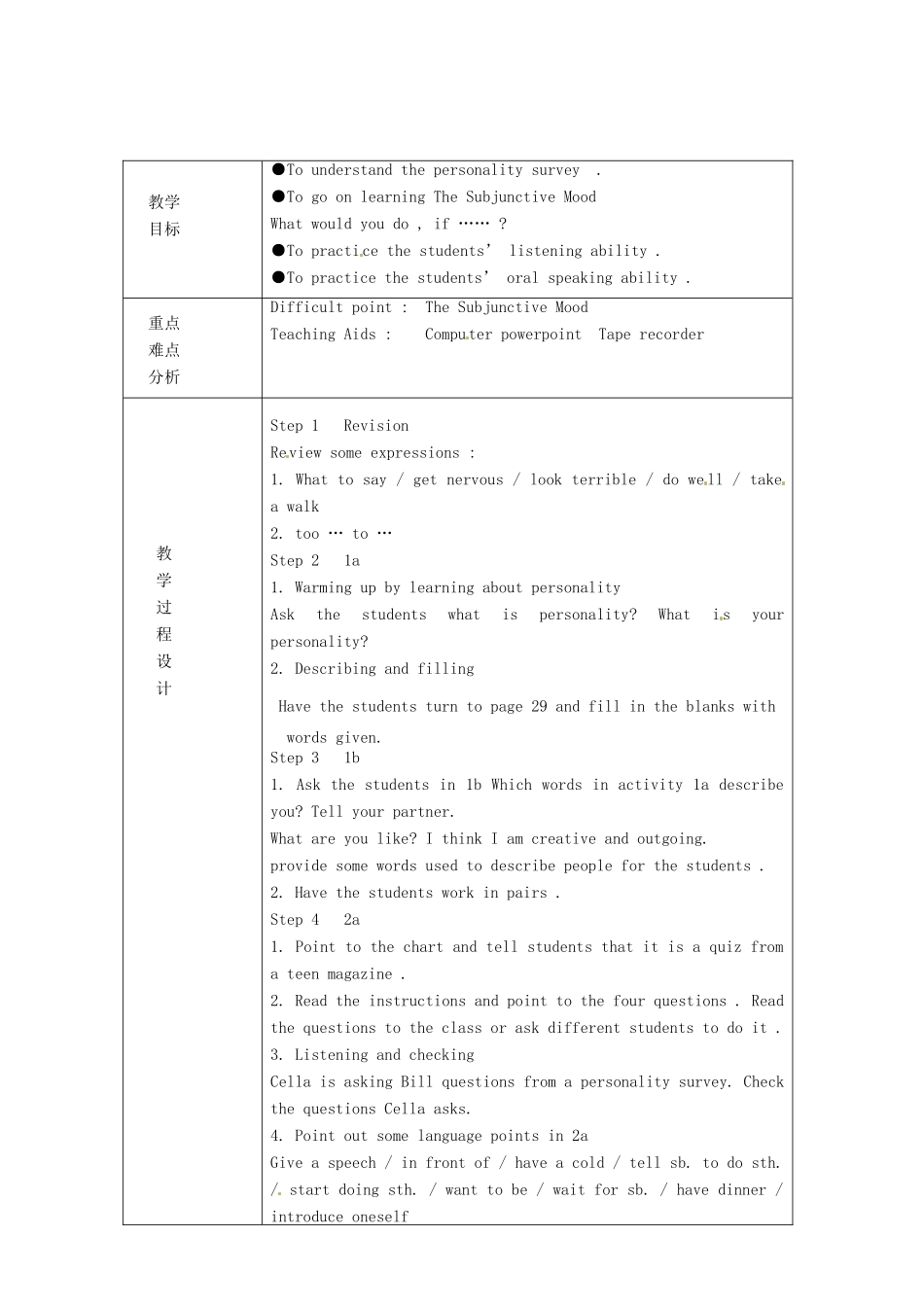 浙江省绍兴县杨汛桥镇中学九年级英语《Unit4》教案（4） 人教新目标版_第2页