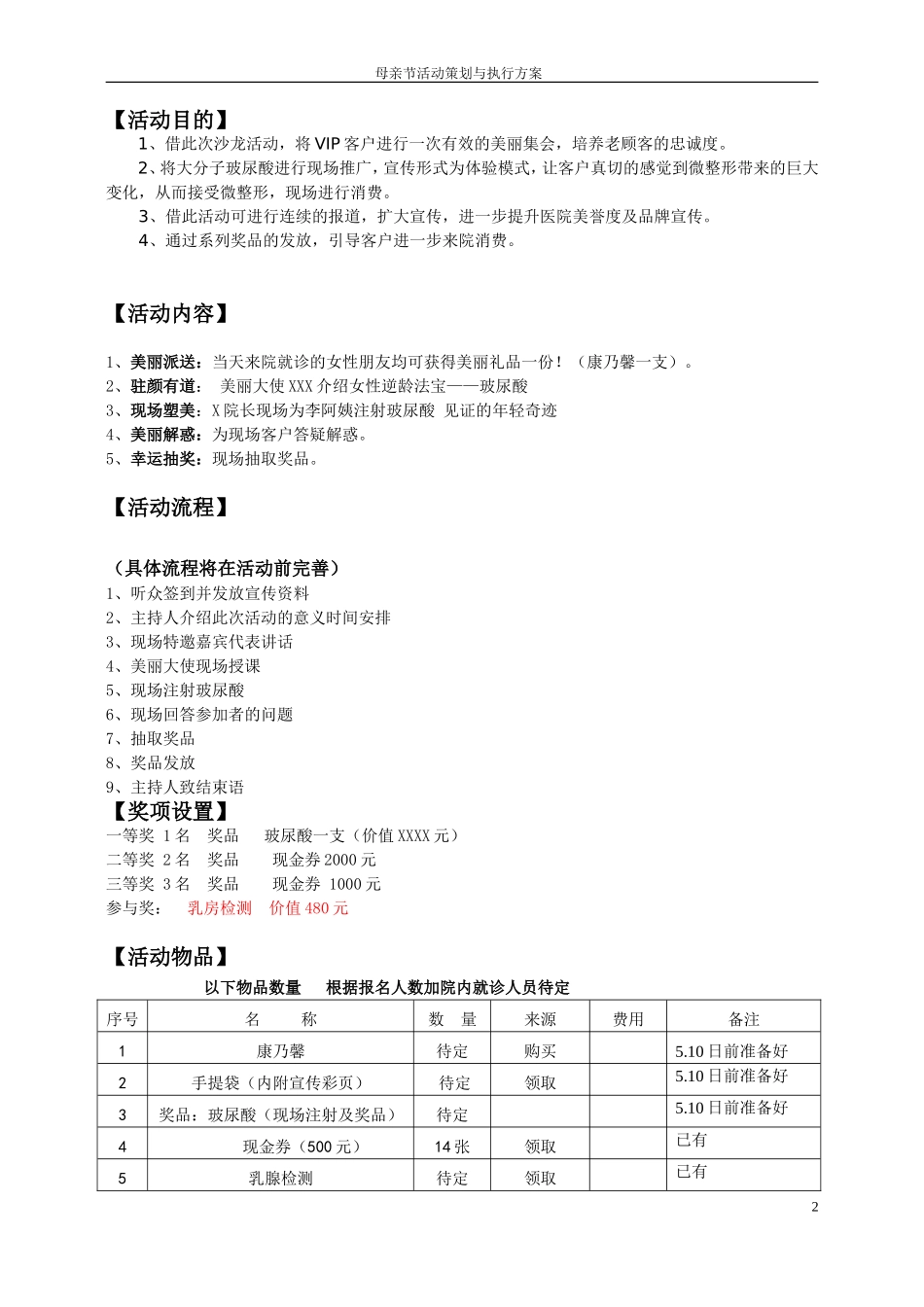 美容整形医院母亲节活动策划方案_第2页