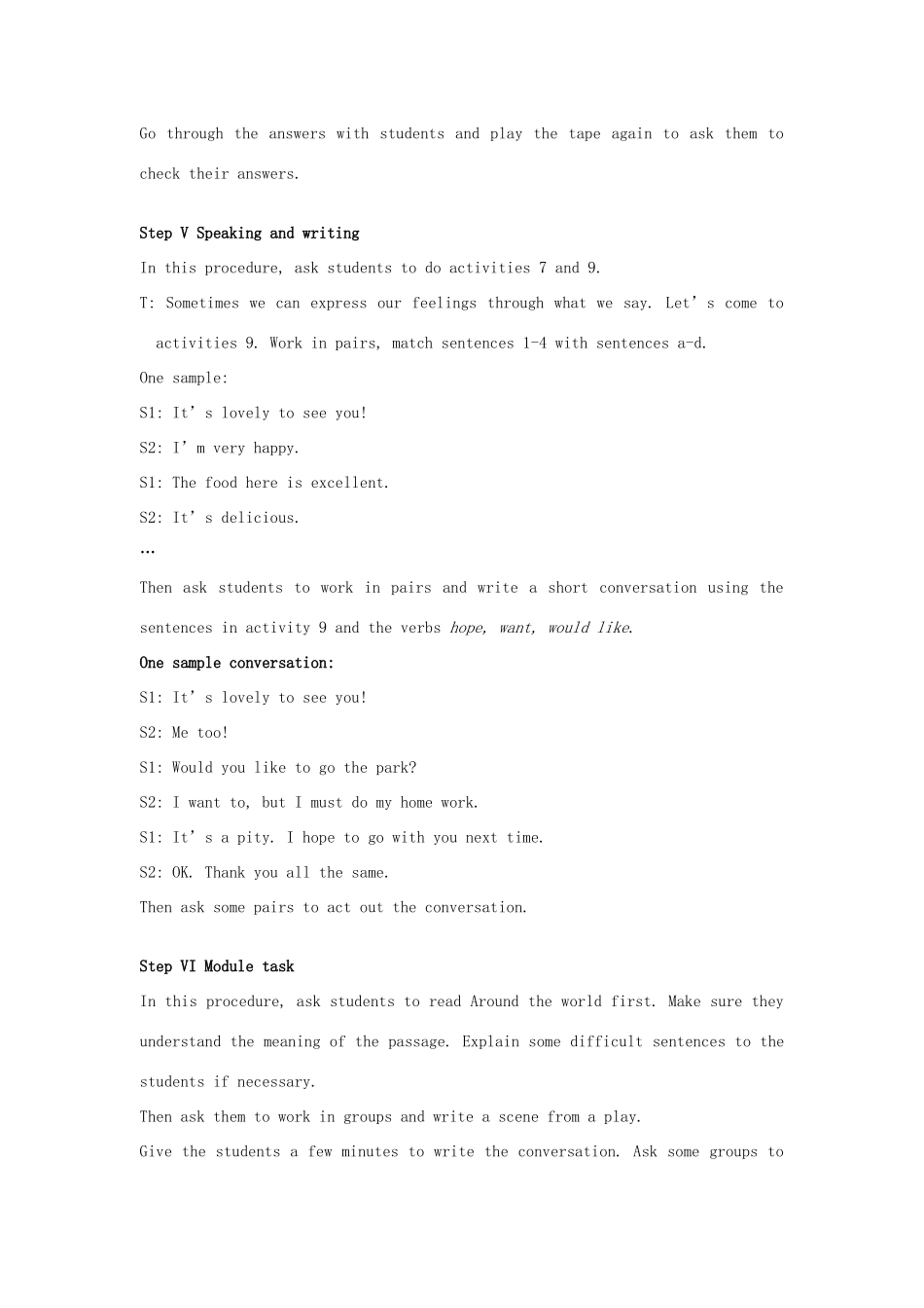 秋八年级英语上册 Module 5 Lao She's Teahouse Unit 3 Language in use教案2 （新版）外研版-（新版）外研版初中八年级上册英语教案_第3页