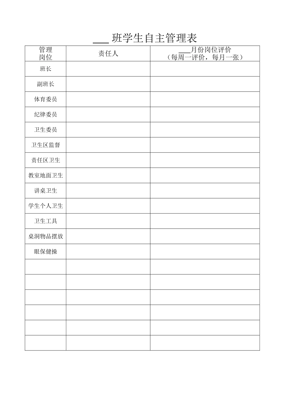 班级学生自主管理表_第1页