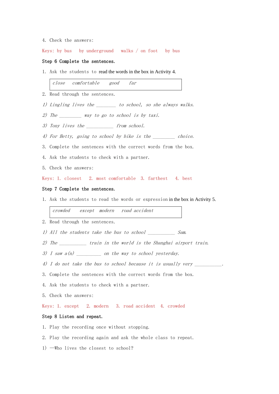 秋八年级英语上册 Module 4 Planes, ships and trains Unit 1 He lives the farthest from school教案 （新版）外研版-（新版）外研版初中八年级上册英语教案_第3页