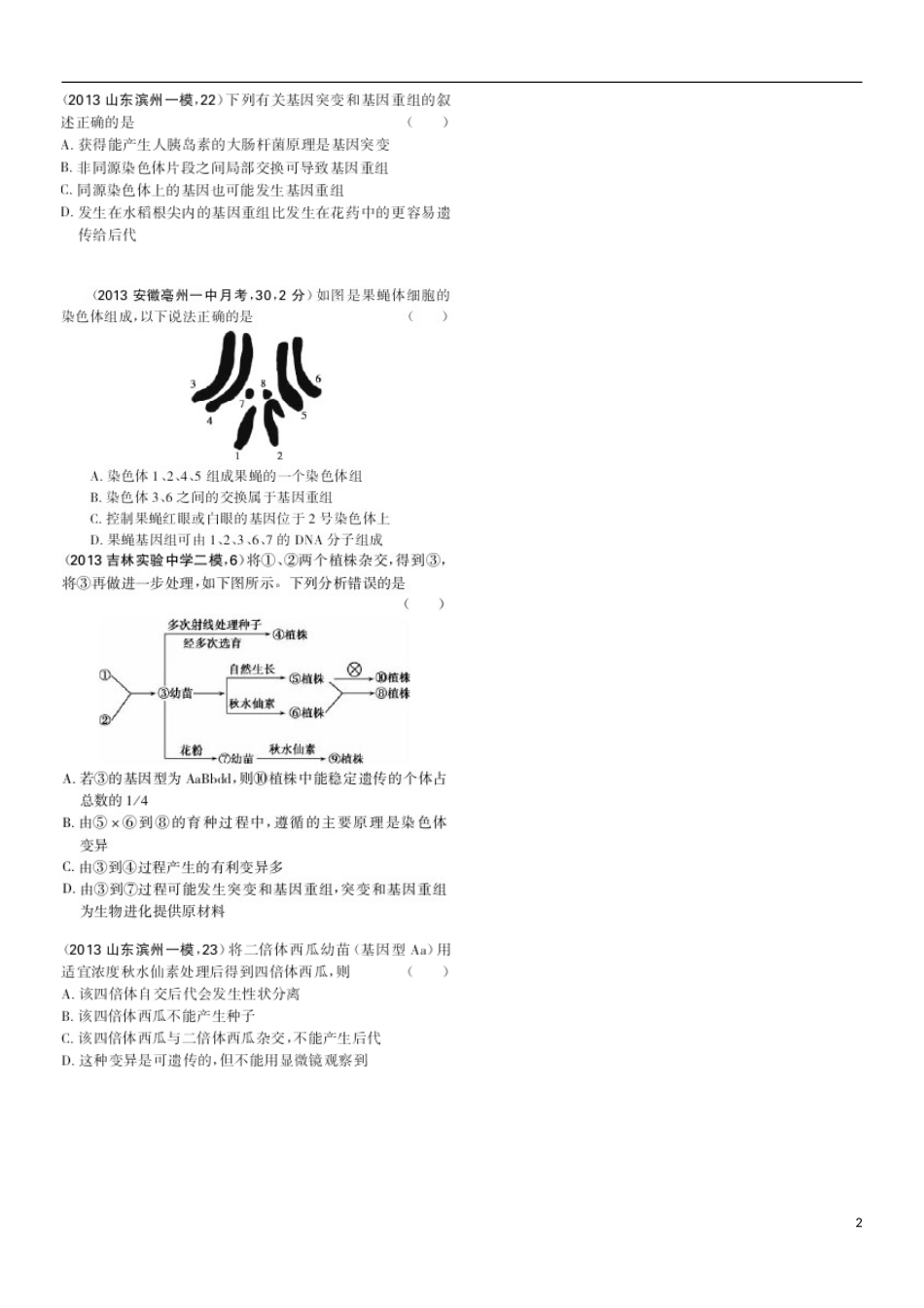 山东省乐陵市第一中学高考生物总复习 生物的变异与进化学案_第2页