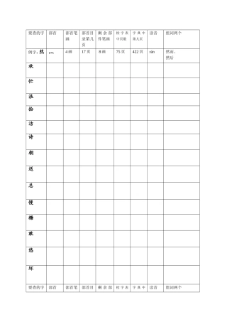 练习查字典表格