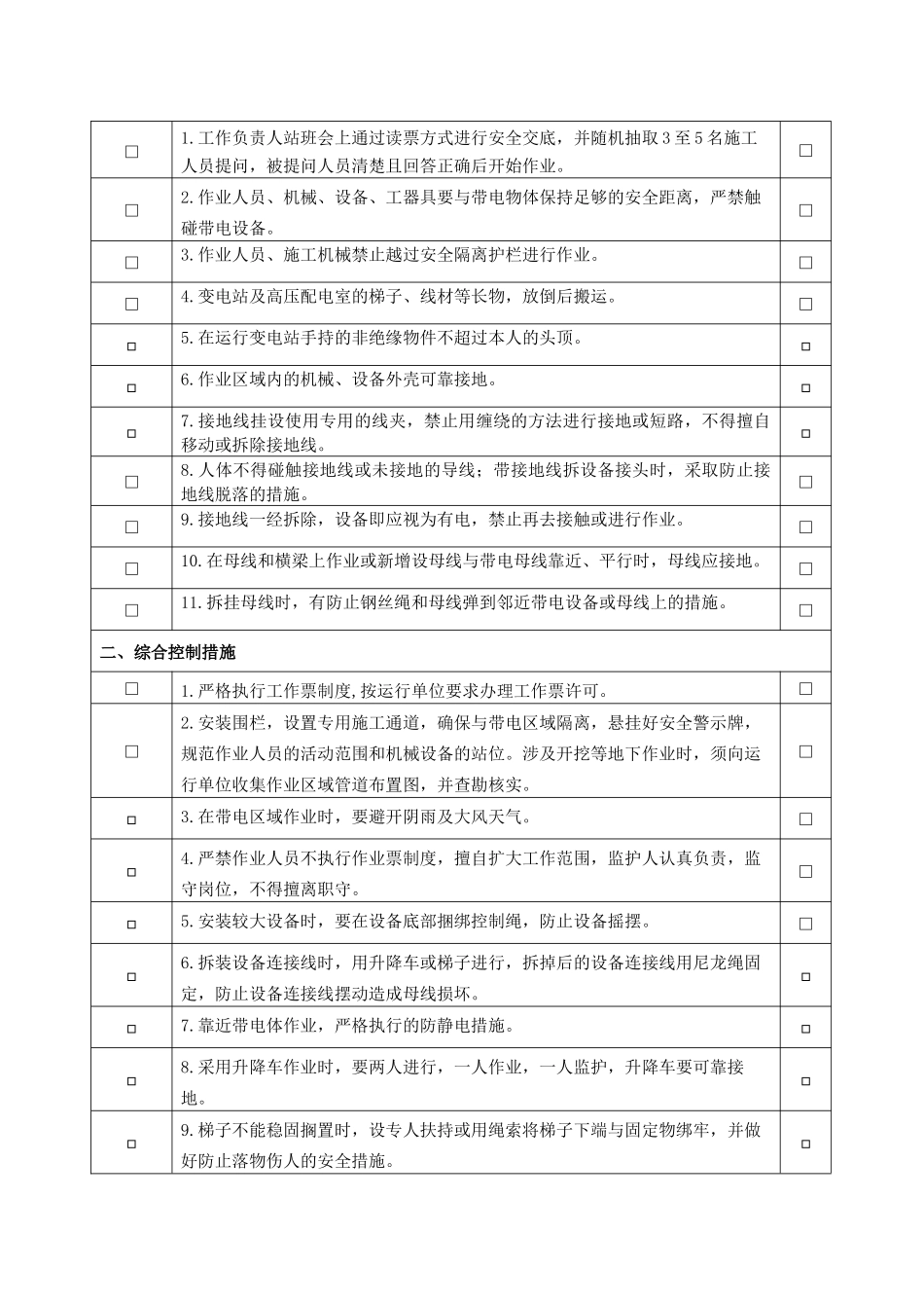 每日站班会及风险控制措施检查记录表2018.07.01_第2页