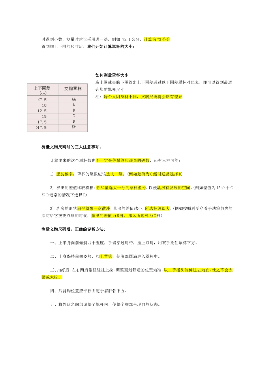 女士内衣文胸尺码表胸围尺码大全对照表_第3页
