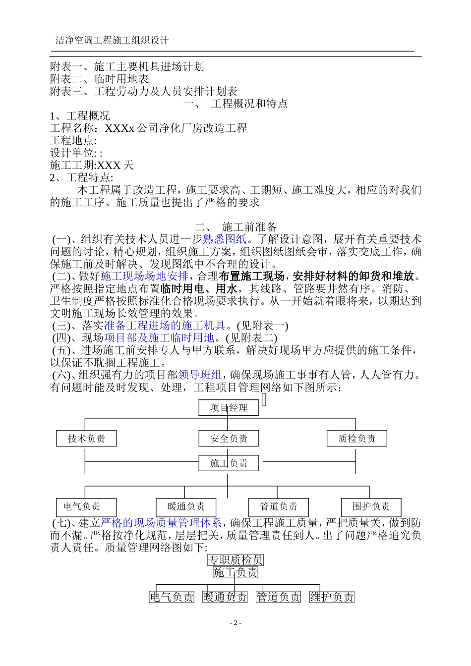 南京某厂房洁净空调改造工程施工组织设计_第2页