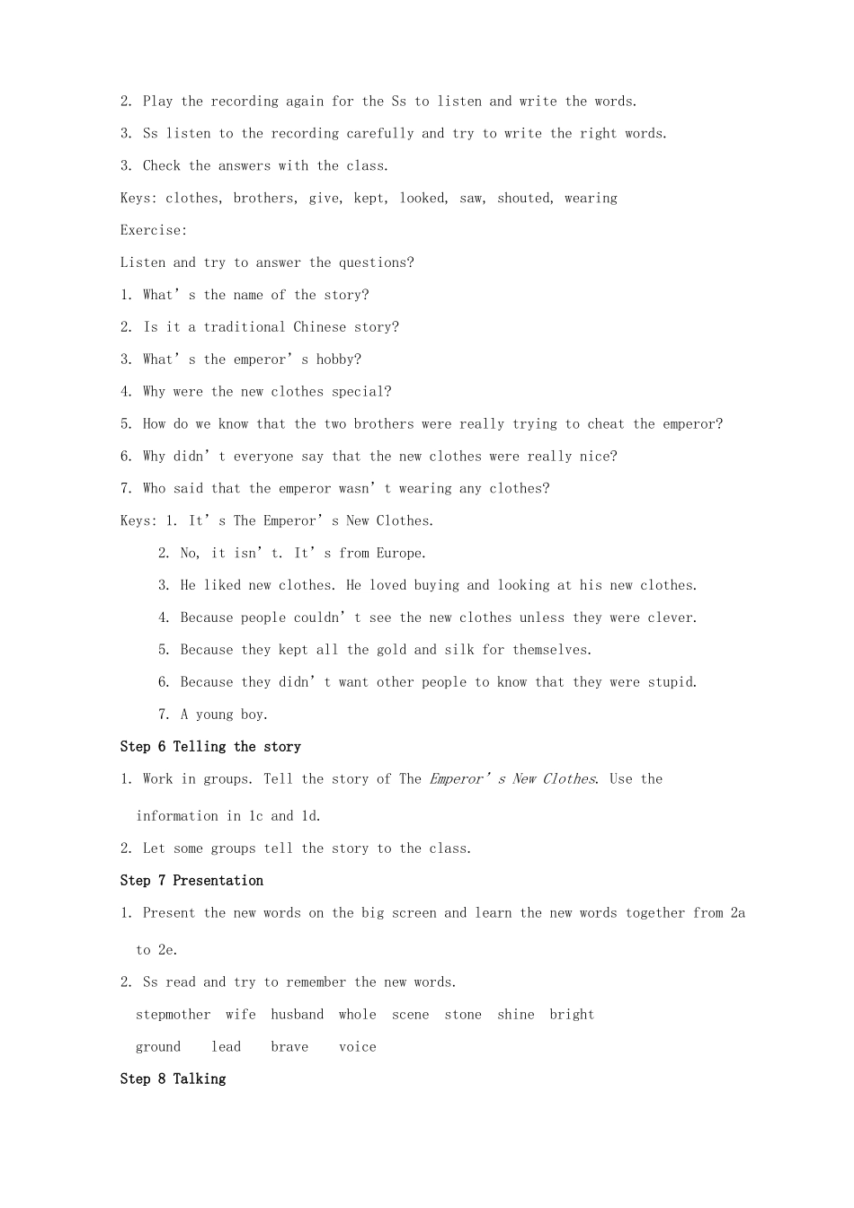 金识源秋八年级英语上册 Unit 4 An old man tried to move the mountains（第4课时）教案 鲁教版五四制-鲁教版五四制初中八年级上册英语教案_第3页