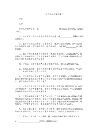 联合投标合作协议书