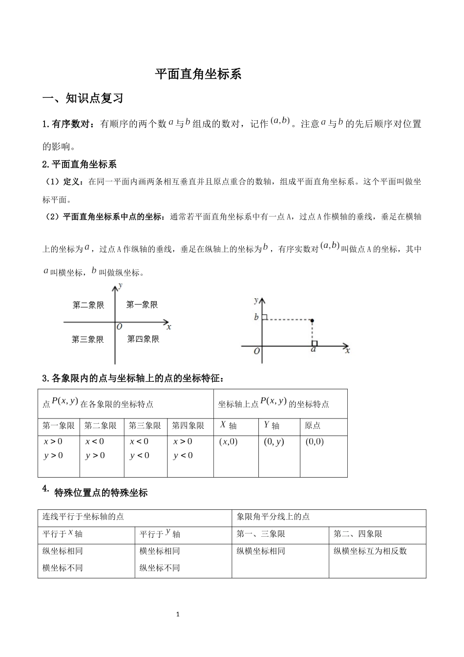 平面直角坐标系典型例题含答案_第1页